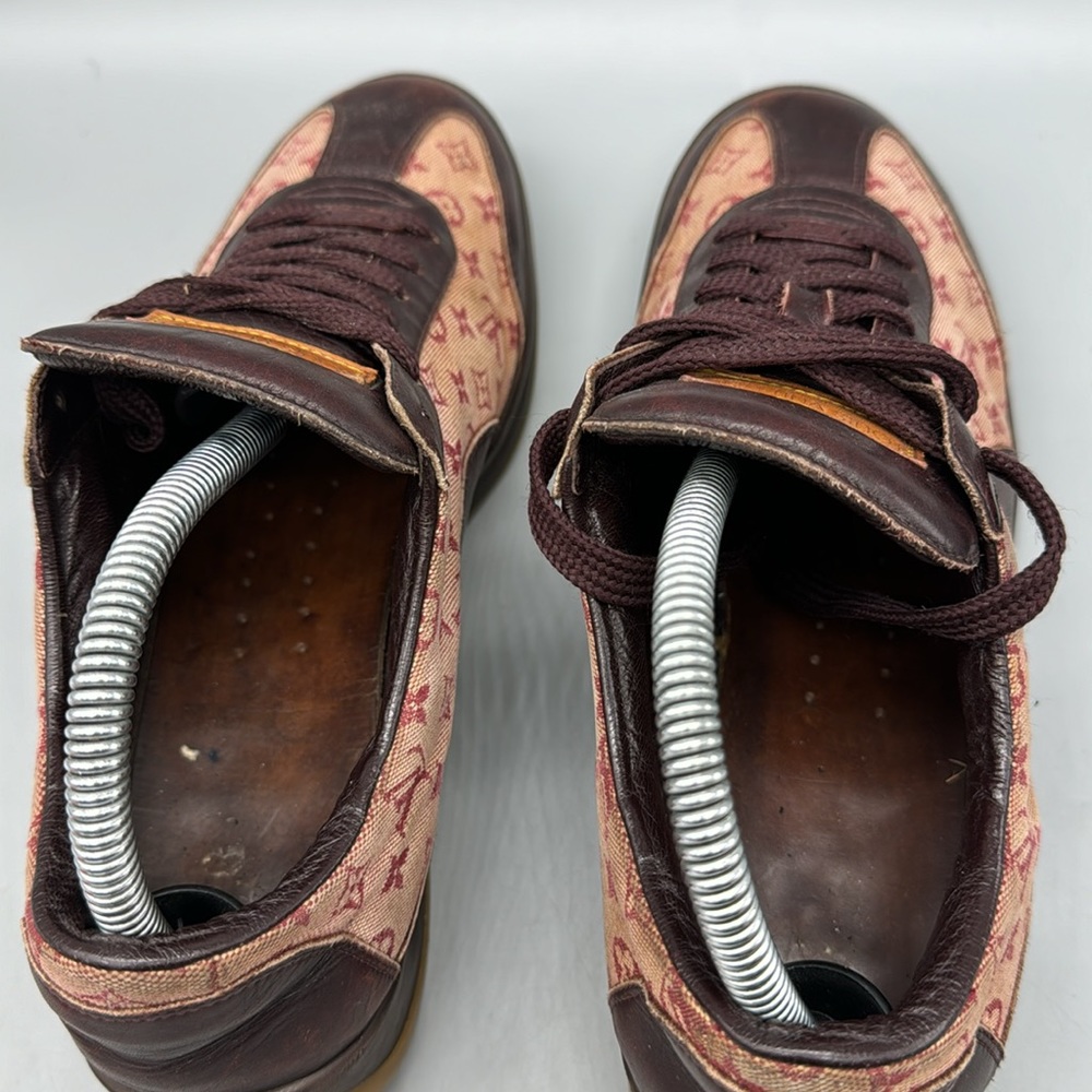 Louis Vuitton Burgundy & Pink Monogram Mini Lin Sneaker Women Size 40 EUR 8.5 US - Picture 6 of 8